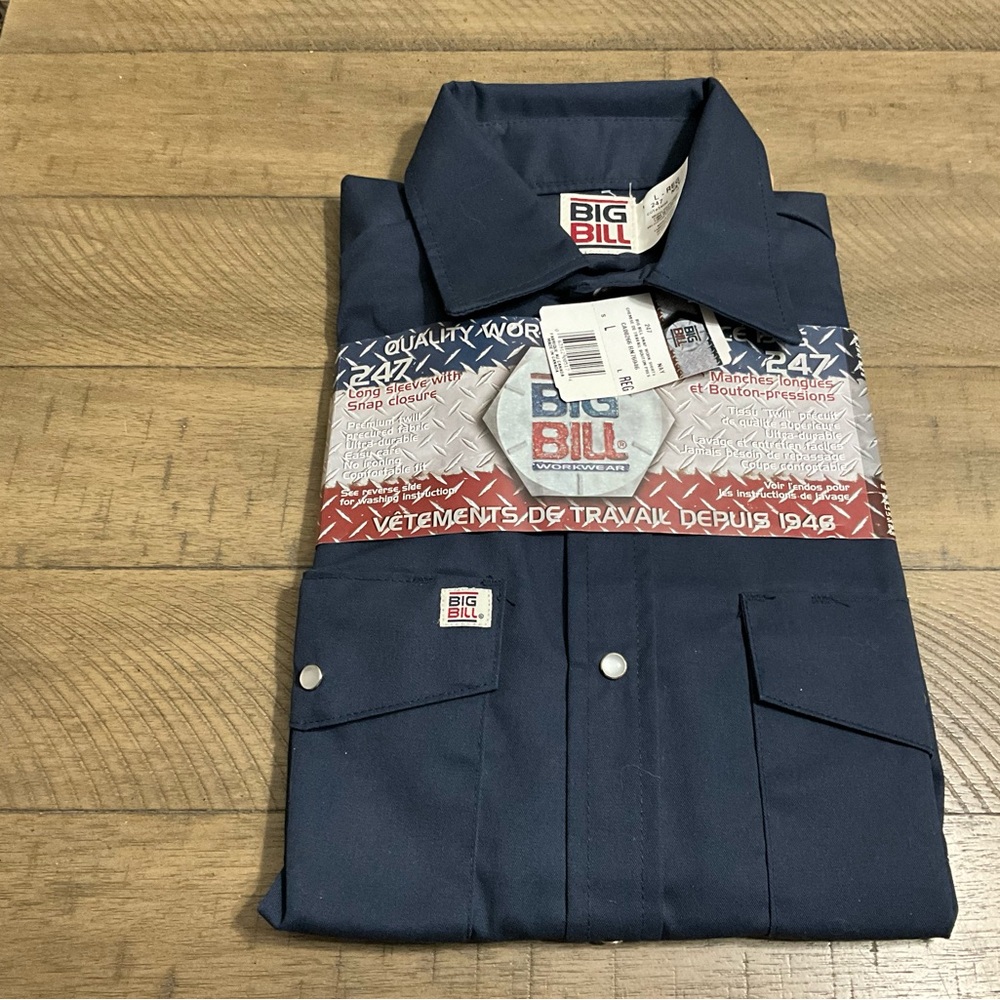 Big Bill  Work Shirt Long Sleeve Snap Closure  Size L Made In Canada